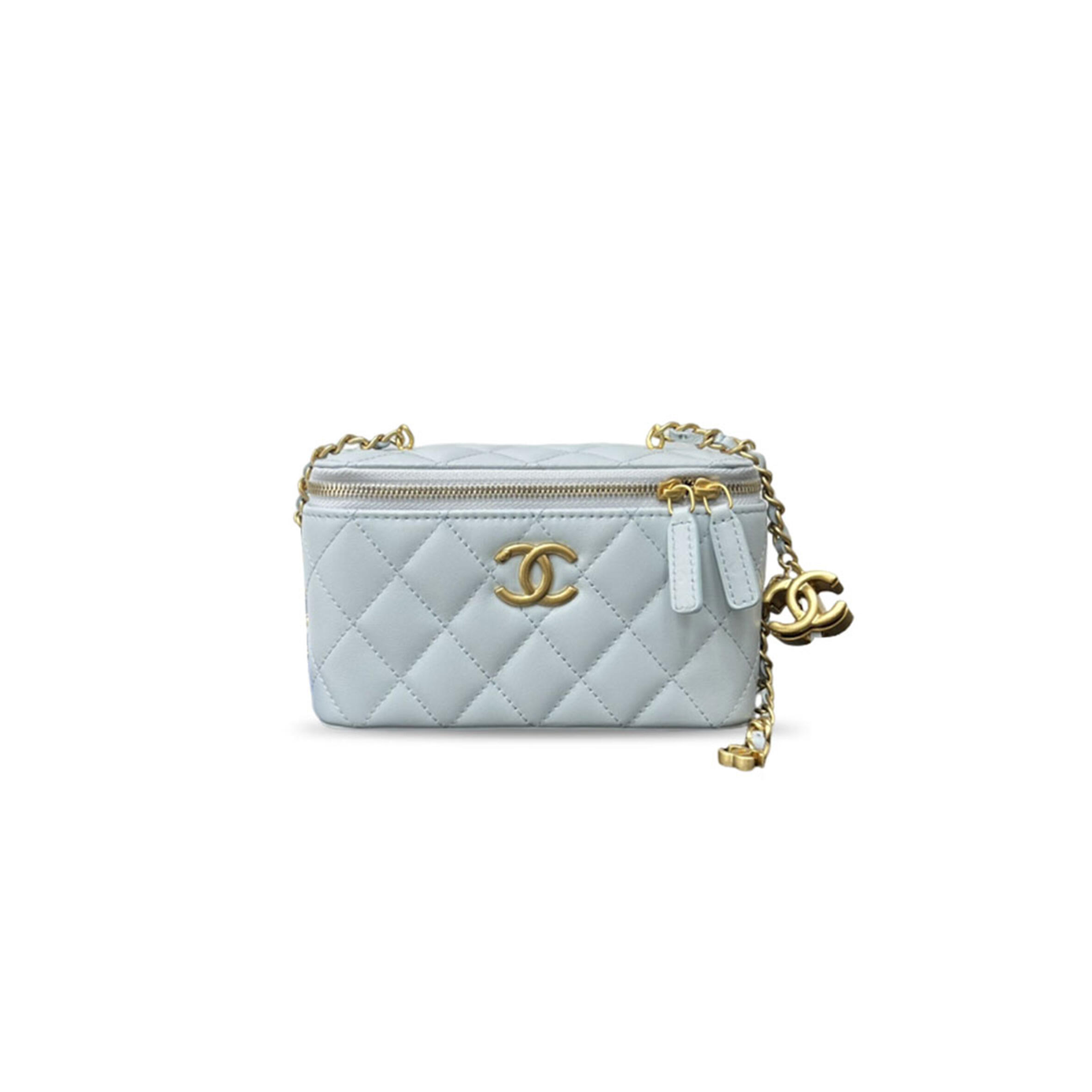 CHANEL MASTER PILLOW CRUSH CASE WITH CHAIN SMALL QUILTED LAMBSKIN MAKEUP BAG (17*9.5*8cm)